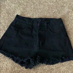 black jean shorts!